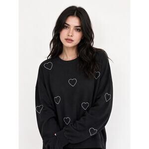 CHRLDR Black Pima Cotton Heart Stitch Sweatshirt Large